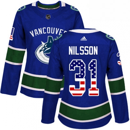 Womens Adidas Vancouver Canucks 31 Anders Nilsson Authentic Blue USA Flag Fashion NHL Jersey Womens Adidas Vancouver Canucks 31 Anders Nilsson Authentic Blue USA Flag Fashion NHL Jersey