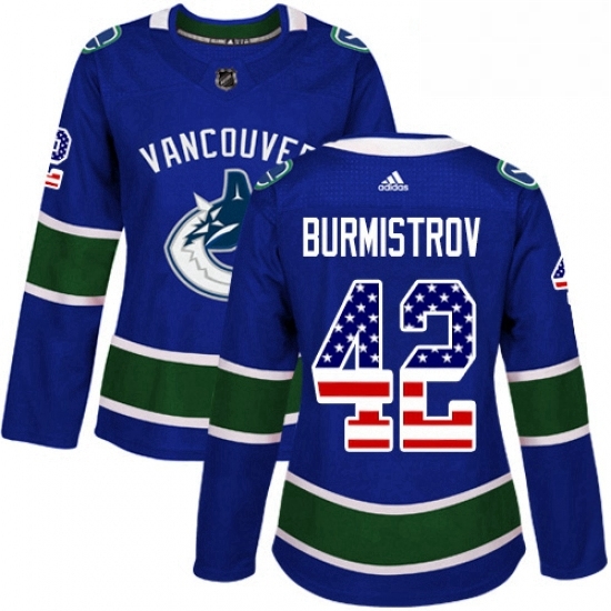 Womens Adidas Vancouver Canucks 42 Alex Burmistrov Authentic Blue USA Flag Fashion NHL Jersey Womens Adidas Vancouver Canucks 42 Alex Burmistrov Authentic Blue USA Flag Fashion NHL Jersey