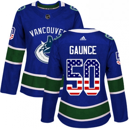 Womens Adidas Vancouver Canucks 50 Brendan Gaunce Authentic Blue USA Flag Fashion NHL Jersey Womens Adidas Vancouver Canucks 50 Brendan Gaunce Authentic Blue USA Flag Fashion NHL Jersey