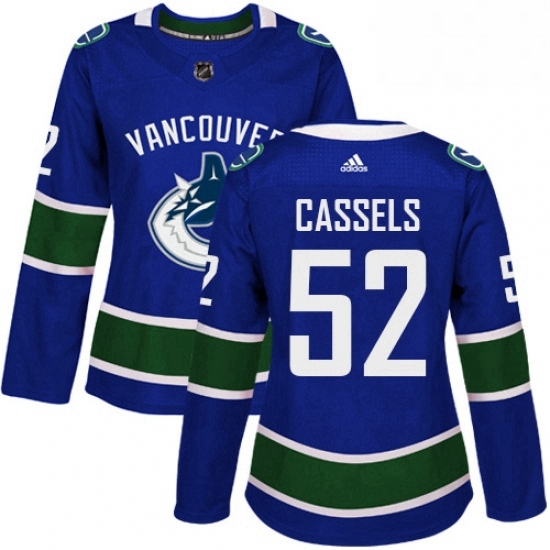 Womens Adidas Vancouver Canucks 52 Cole Cassels Premier Blue Home NHL Jersey Womens Adidas Vancouver Canucks 52 Cole Cassels Premier Blue Home NHL Jersey