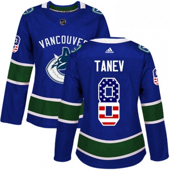 Womens Adidas Vancouver Canucks 8 Christopher Tanev Authentic Blue USA Flag Fashion NHL Jersey Womens Adidas Vancouver Canucks 8 Christopher Tanev Authentic Blue USA Flag Fashion NHL Jersey