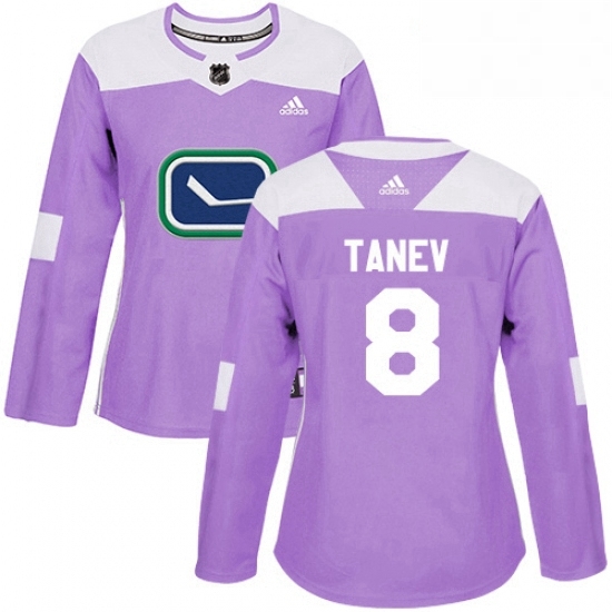 Womens Adidas Vancouver Canucks 8 Christopher Tanev Authentic Purple Fights Cancer Practice NHL Jersey Womens Adidas Vancouver Canucks 8 Christopher Tanev Authentic Purple Fights Cancer Practice NHL Jersey