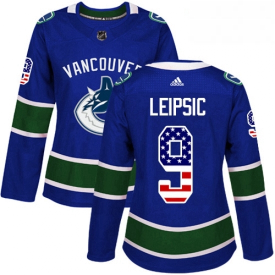 Womens Adidas Vancouver Canucks 9 Brendan Leipsic Authentic Blue USA Flag Fashion NHL Jersey Womens Adidas Vancouver Canucks 9 Brendan Leipsic Authentic Blue USA Flag Fashion NHL Jersey