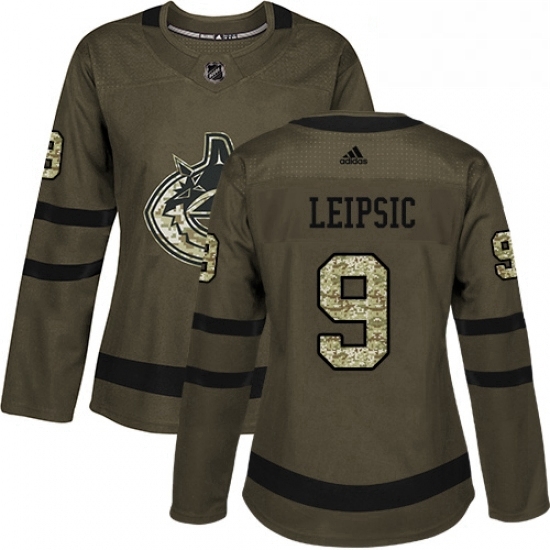 Womens Adidas Vancouver Canucks 9 Brendan Leipsic Authentic Green Salute to Service NHL Jersey Womens Adidas Vancouver Canucks 9 Brendan Leipsic Authentic Green Salute to Service NHL Jersey