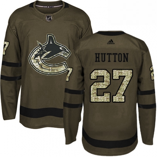 Youth Adidas Vancouver Canucks 27 Ben Hutton Authentic Green Salute to Service NHL Jersey Youth Adidas Vancouver Canucks 27 Ben Hutton Authentic Green Salute to Service NHL Jersey