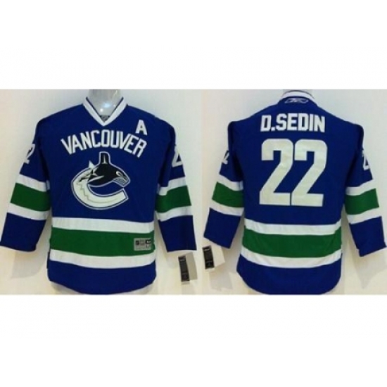 Kids Vancouver Canucks #22 Daniel Sedin Blue NHL Jersey Kids Vancouver Canucks #22 Daniel Sedin Blue NHL Jersey