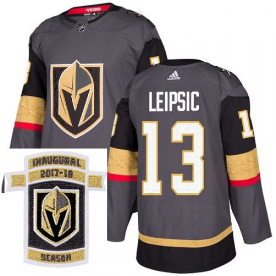Adidas Golden Knights #13 Brendan Leipsic Grey Home Authentic Stitched NHL Inaugural Season Patch Jersey Adidas Golden Knights #13 Brendan Leipsic Grey Home Authentic Stitched NHL Inaugural Season Patch Jersey