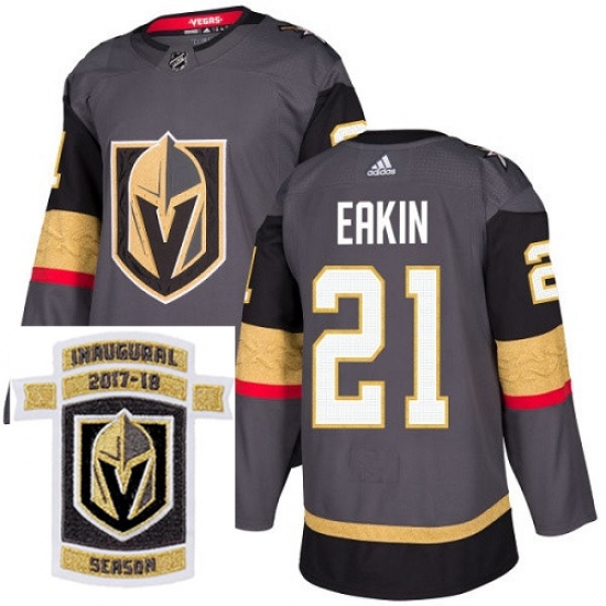 Adidas Golden Knights #21 Cody Eakin Grey Home Authentic Stitched NHL Inaugural Season Patch Jersey Adidas Golden Knights #21 Cody Eakin Grey Home Authentic Stitched NHL Inaugural Season Patch Jersey