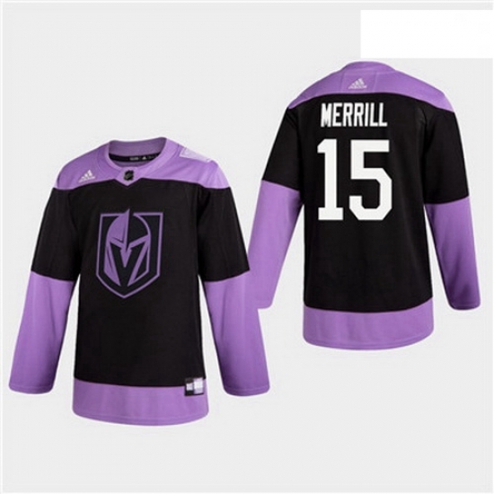 Men Golden Knights 15 Jon Merrill Fights Cancer Practice Hockey Jersey Men Golden Knights 15 Jon Merrill Fights Cancer Practice Hockey Jersey