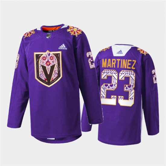 Men Vegas Golden Knights 23 Alec Martinez Purple Hispanic Heritage Warmup Stitched Jersey Men Vegas Golden Knights 23 Alec Martinez Purple Hispanic Heritage Warmup Stitched Jersey