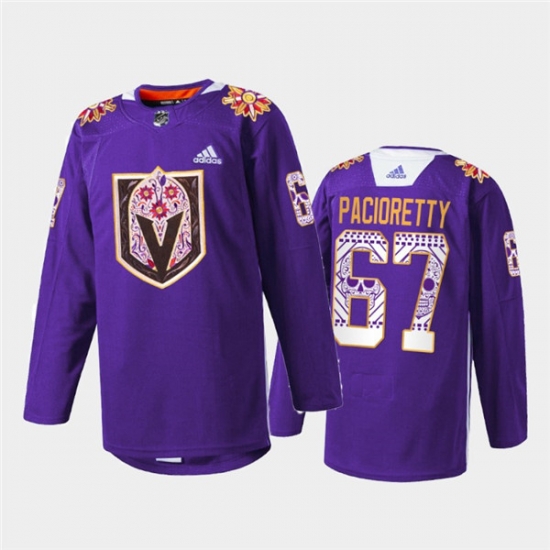 Men Vegas Golden Knights 67 Max Pacioretty Purple Hispanic Heritage Warmup Stitched Jersey Men Vegas Golden Knights 67 Max Pacioretty Purple Hispanic Heritage Warmup Stitched Jersey