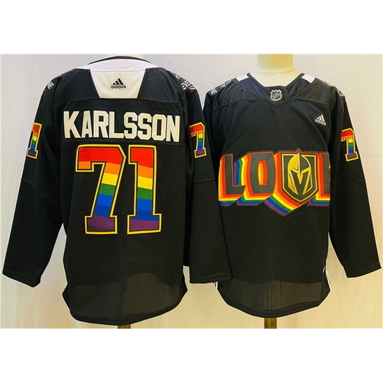 Men Vegas Golden Knights 71 William Karlsson 2022 Black Pride Night Stitched Jersey Men Vegas Golden Knights 71 William Karlsson 2022 Black Pride Night Stitched Jersey