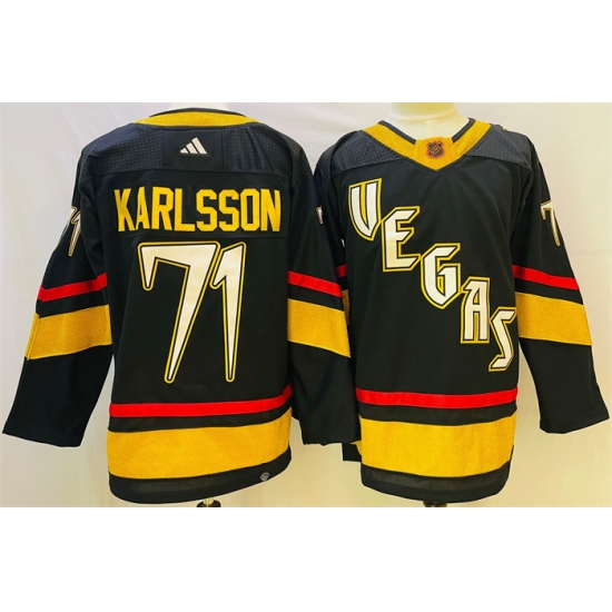 Men Vegas Golden Knights 71 William Karlsson Black 2022 23 Reverse Retro Stitched Jersey Men Vegas Golden Knights 71 William Karlsson Black 2022 23 Reverse Retro Stitched Jersey