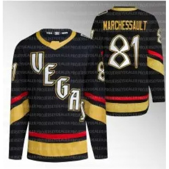 Men Vegas Golden Knights 81 Jonathan Marchessault Black 2022 23 Reverse Retro Stitched Jersey Men Vegas Golden Knights 81 Jonathan Marchessault Black 2022 23 Reverse Retro Stitched Jersey
