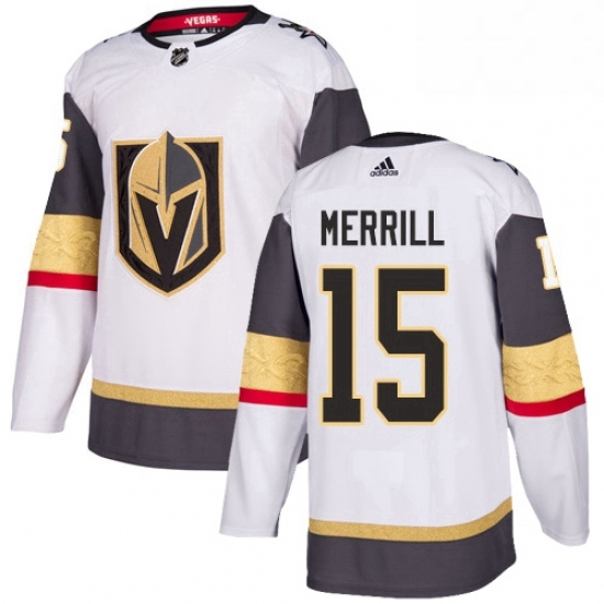 Mens Adidas Vegas Golden Knights 15 Jon Merrill Authentic White Away NHL Jersey Mens Adidas Vegas Golden Knights 15 Jon Merrill Authentic White Away NHL Jersey