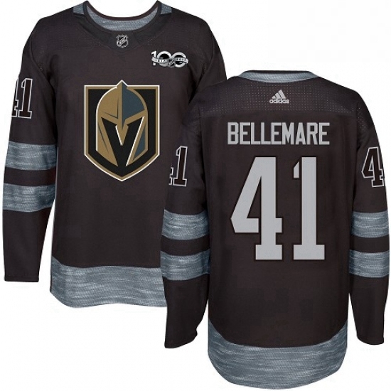 Mens Adidas Vegas Golden Knights 41 Pierre Edouard Bellemare Authentic Black 1917 2017 100th Anniversary NHL Jersey Mens Adidas Vegas Golden Knights 41 Pierre Edouard Bellemare Authentic Black 1917 2017 100th Anniversary NHL Jersey