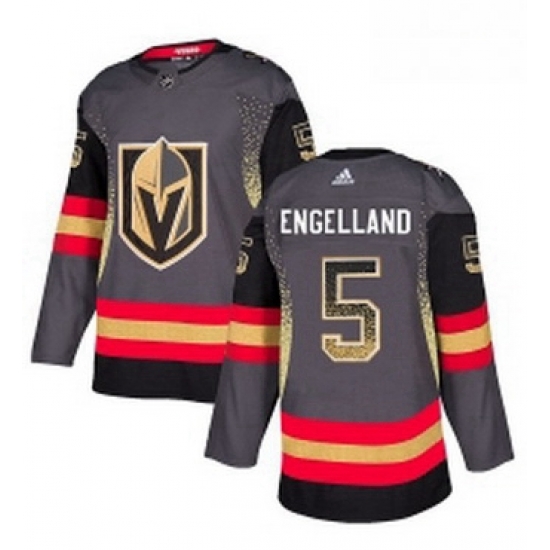 Mens Adidas Vegas Golden Knights 5 Deryk Engelland Authentic Black Drift Fashion NHL Jersey 
