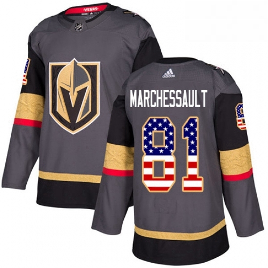Mens Adidas Vegas Golden Knights 81 Jonathan Marchessault Authentic Gray USA Flag Fashion NHL Jersey Mens Adidas Vegas Golden Knights 81 Jonathan Marchessault Authentic Gray USA Flag Fashion NHL Jersey