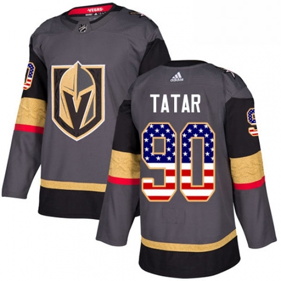 Mens Adidas Vegas Golden Knights 90 Tomas Tatar Authentic Gray USA Flag Fashion NHL Jersey Mens Adidas Vegas Golden Knights 90 Tomas Tatar Authentic Gray USA Flag Fashion NHL Jersey