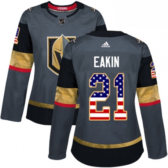 Womens Adidas Vegas Golden Knights 21 Cody Eakin Authentic Gray USA Flag Fashion NHL Jersey Womens Adidas Vegas Golden Knights 21 Cody Eakin Authentic Gray USA Flag Fashion NHL Jersey