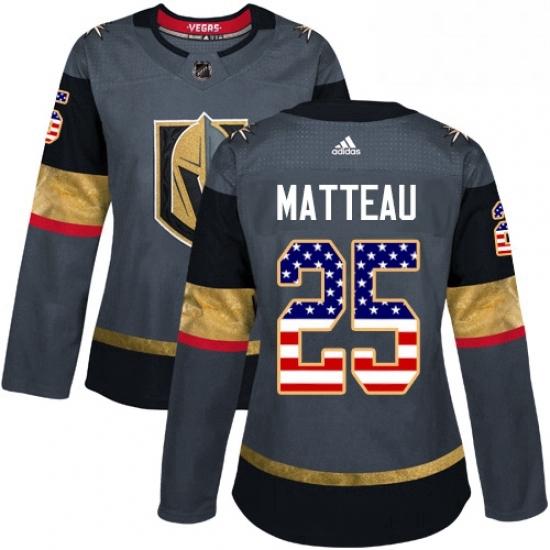 Womens Adidas Vegas Golden Knights 25 Stefan Matteau Authentic Gray USA Flag Fashion NHL Jersey Womens Adidas Vegas Golden Knights 25 Stefan Matteau Authentic Gray USA Flag Fashion NHL Jersey
