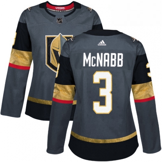 Womens Adidas Vegas Golden Knights 3 Brayden McNabb Authentic Gray Home NHL Jersey Womens Adidas Vegas Golden Knights 3 Brayden McNabb Authentic Gray Home NHL Jersey