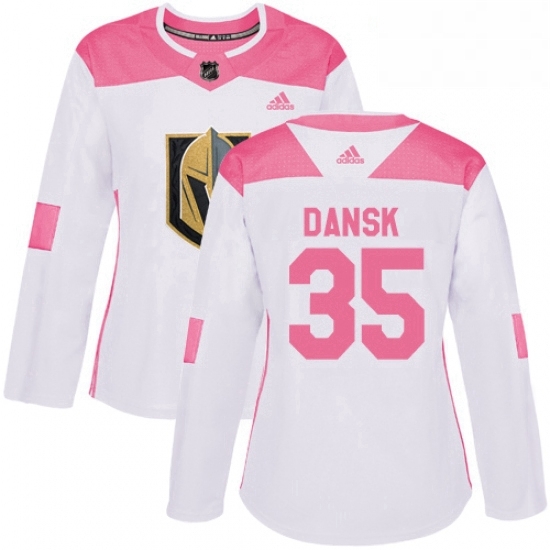 Womens Adidas Vegas Golden Knights 35 Oscar Dansk Authentic WhitePink Fashion NHL Jersey Womens Adidas Vegas Golden Knights 35 Oscar Dansk Authentic WhitePink Fashion NHL Jersey