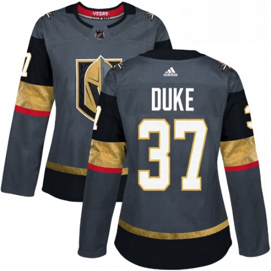 Womens Adidas Vegas Golden Knights 37 Reid Duke Authentic Gray Home NHL Jersey Womens Adidas Vegas Golden Knights 37 Reid Duke Authentic Gray Home NHL Jersey