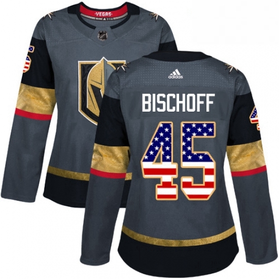 Womens Adidas Vegas Golden Knights 45 Jake Bischoff Authentic Gray USA Flag Fashion NHL Jersey Womens Adidas Vegas Golden Knights 45 Jake Bischoff Authentic Gray USA Flag Fashion NHL Jersey