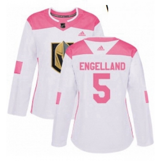 Womens Adidas Vegas Golden Knights 5 Deryk Engelland Authentic WhitePink Fashion NHL Jersey Womens Adidas Vegas Golden Knights 5 Deryk Engelland Authentic WhitePink Fashion NHL Jersey