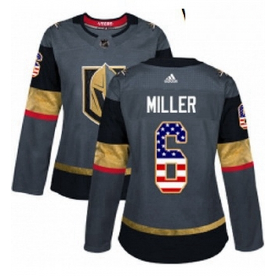 Womens Adidas Vegas Golden Knights 6 Colin Miller Authentic Gray USA Flag Fashion NHL Jersey Womens Adidas Vegas Golden Knights 6 Colin Miller Authentic Gray USA Flag Fashion NHL Jersey