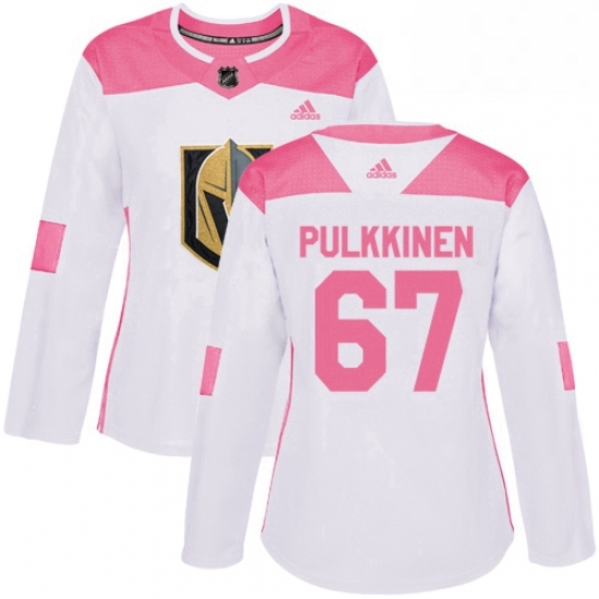 Womens Adidas Vegas Golden Knights 67 Teemu Pulkkinen Authentic WhitePink Fashion NHL Jersey Womens Adidas Vegas Golden Knights 67 Teemu Pulkkinen Authentic WhitePink Fashion NHL Jersey