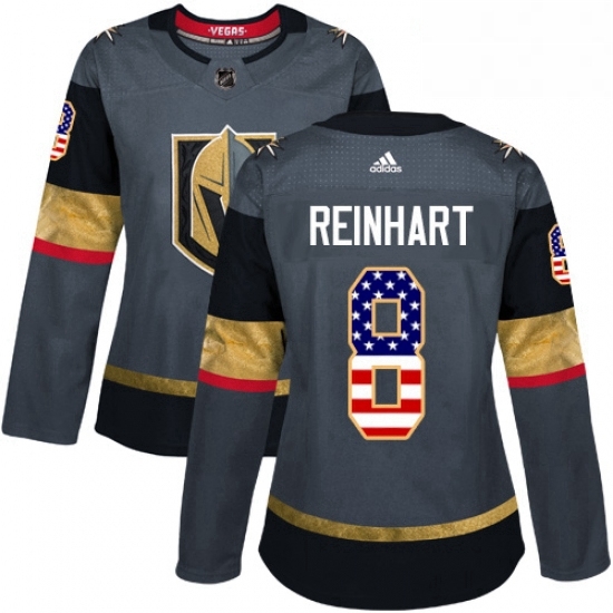 Womens Adidas Vegas Golden Knights 8 Griffin Reinhart Authentic Gray USA Flag Fashion NHL Jersey Womens Adidas Vegas Golden Knights 8 Griffin Reinhart Authentic Gray USA Flag Fashion NHL Jersey