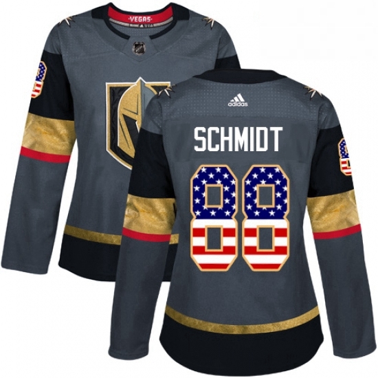 Womens Adidas Vegas Golden Knights 88 Nate Schmidt Authentic Gray USA Flag Fashion NHL Jersey Womens Adidas Vegas Golden Knights 88 Nate Schmidt Authentic Gray USA Flag Fashion NHL Jersey