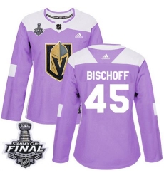 womens jake bischoff vegas golden knights jersey purple adidas 45 nhl 2018 stanley cup final authentic fights cancer practice