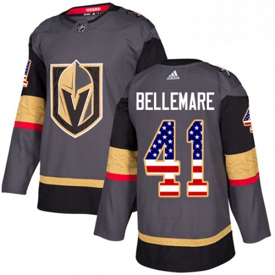 Youth Adidas Vegas Golden Knights 41 Pierre Edouard Bellemare Authentic Gray USA Flag Fashion NHL Jersey Youth Adidas Vegas Golden Knights 41 Pierre Edouard Bellemare Authentic Gray USA Flag Fashion NHL Jersey