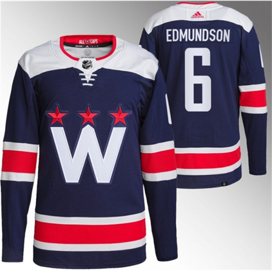 Men Washington Capitals 6 Joel Edmundson Navy Stitched Jersey Men Washington Capitals 6 Joel Edmundson Navy Stitched Jersey