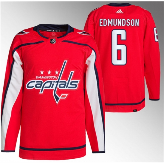 Men Washington Capitals 6 Joel Edmundson Red Stitched Jersey Men Washington Capitals 6 Joel Edmundson Red Stitched Jersey