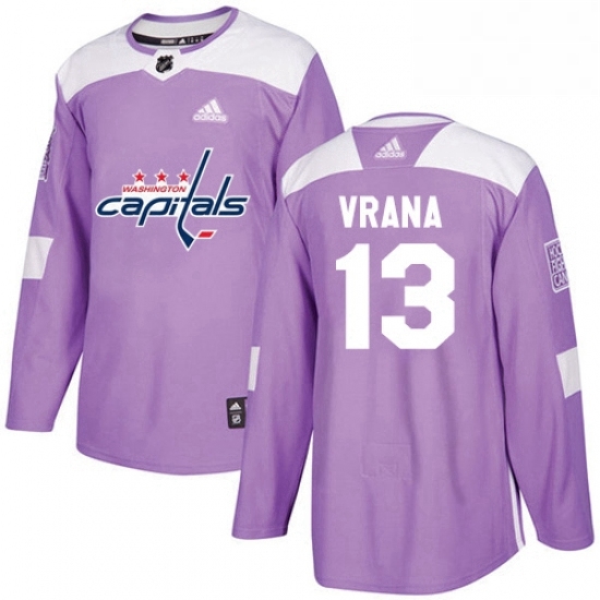 Mens Adidas Washington Capitals 13 Jakub Vrana Authentic Purple Fights Cancer Practice NHL Jersey Mens Adidas Washington Capitals 13 Jakub Vrana Authentic Purple Fights Cancer Practice NHL Jersey