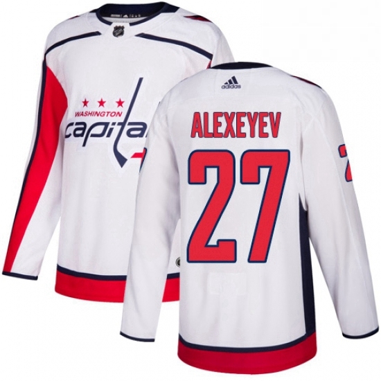Mens Adidas Washington Capitals 27 Alexander Alexeyev Authentic White Away NHL Jerse Mens Adidas Washington Capitals 27 Alexander Alexeyev Authentic White Away NHL Jerse
