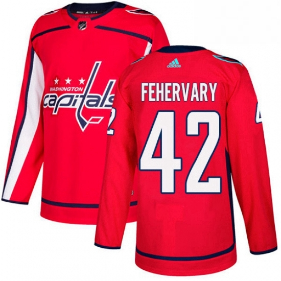 Mens Adidas Washington Capitals 42 Martin Fehervary Authentic Red Home NHL Jerse Mens Adidas Washington Capitals 42 Martin Fehervary Authentic Red Home NHL Jerse