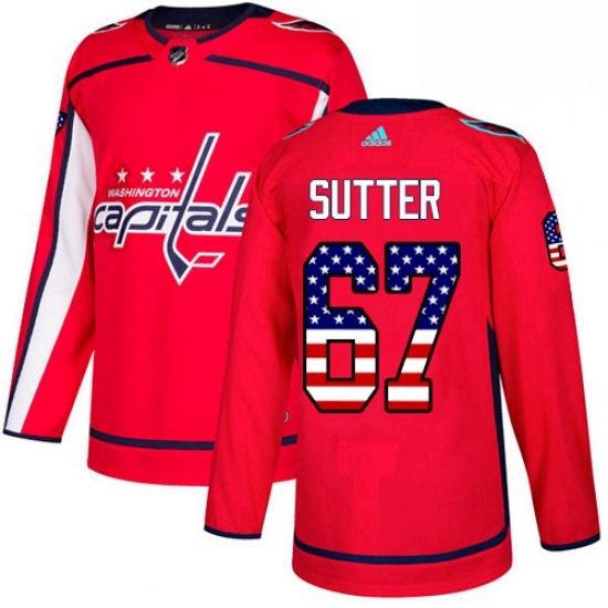 Mens Adidas Washington Capitals 67 Riley Sutter Authentic Red USA Flag Fashion NHL Jerse Mens Adidas Washington Capitals 67 Riley Sutter Authentic Red USA Flag Fashion NHL Jerse