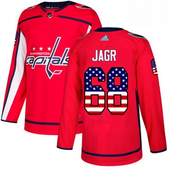 Mens Adidas Washington Capitals 68 Jaromir Jagr Authentic Red USA Flag Fashion NHL Jersey Mens Adidas Washington Capitals 68 Jaromir Jagr Authentic Red USA Flag Fashion NHL Jersey