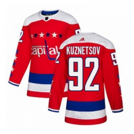Mens Adidas Washington Capitals 92 Evgeny Kuznetsov Authentic Red Alternate NHL Jersey 