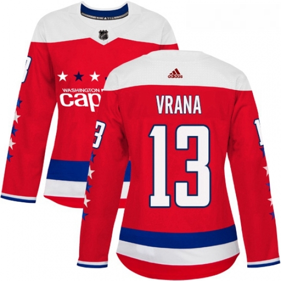 Womens Adidas Washington Capitals 13 Jakub Vrana Authentic Red Alternate NHL Jersey Womens Adidas Washington Capitals 13 Jakub Vrana Authentic Red Alternate NHL Jersey