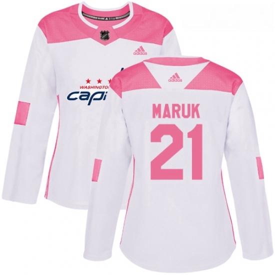 Womens Adidas Washington Capitals 21 Dennis Maruk Authentic WhitePink Fashion NHL Jersey Womens Adidas Washington Capitals 21 Dennis Maruk Authentic WhitePink Fashion NHL Jersey