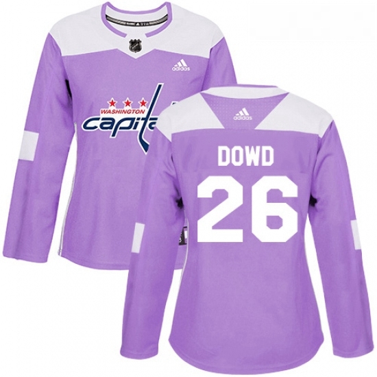 Womens Adidas Washington Capitals 26 Nic Dowd Authentic Purple Fights Cancer Practice NHL Jersey Womens Adidas Washington Capitals 26 Nic Dowd Authentic Purple Fights Cancer Practice NHL Jersey