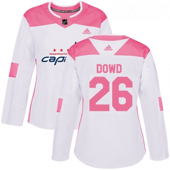 Womens Adidas Washington Capitals 26 Nic Dowd Authentic White Pink Fashion NHL Jersey Womens Adidas Washington Capitals 26 Nic Dowd Authentic White Pink Fashion NHL Jersey