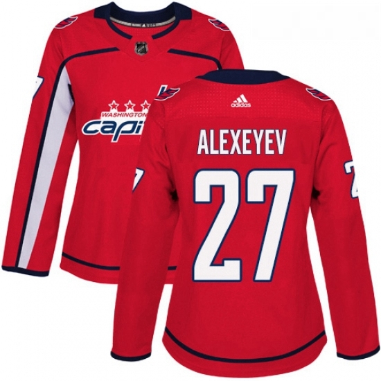 Womens Adidas Washington Capitals 27 Alexander Alexeyev Authentic Red Home NHL Jerse Womens Adidas Washington Capitals 27 Alexander Alexeyev Authentic Red Home NHL Jerse