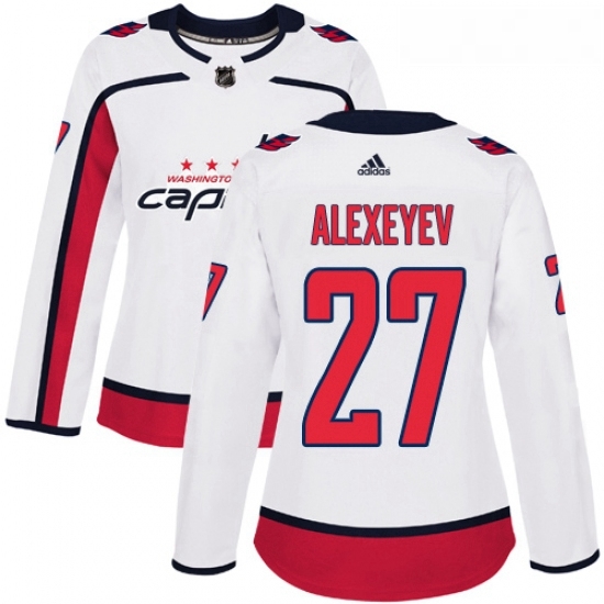 Womens Adidas Washington Capitals 27 Alexander Alexeyev Authentic White Away NHL Jerse Womens Adidas Washington Capitals 27 Alexander Alexeyev Authentic White Away NHL Jerse
